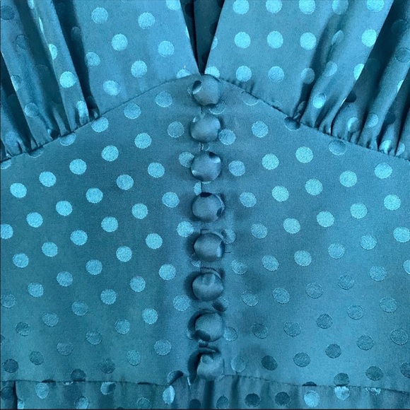 🎄Banana Republic Silk Teal Short Sleeve, Polka Dot Dress Sz 12 NWT! - Picture 5 of 13
